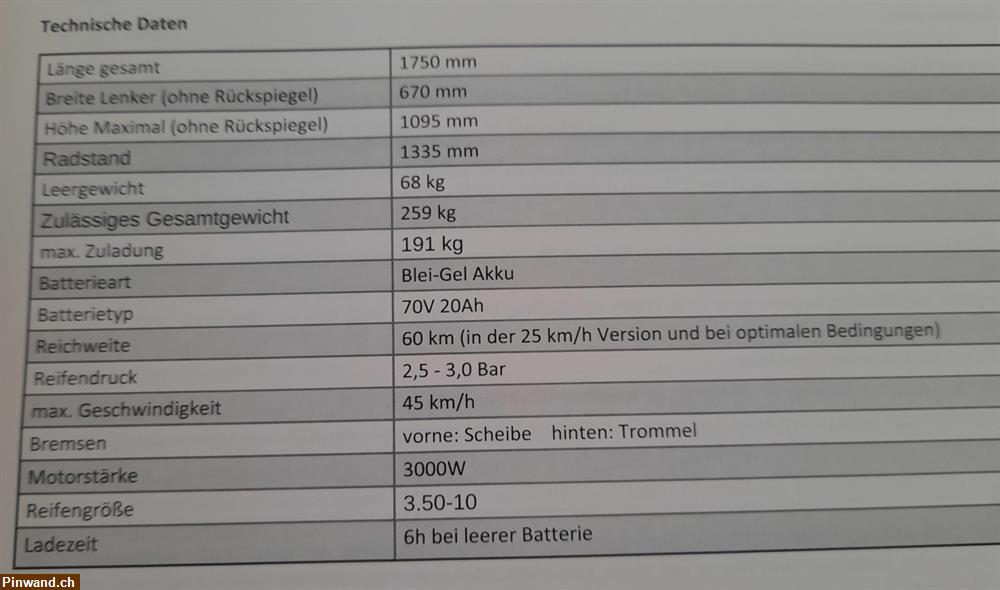 Bild 3: Elektro-Roller / Kleinmotorrad Luxxon E3000 zu verkaufen