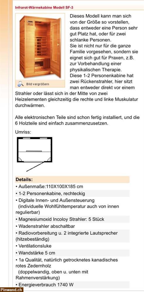 Bild 2: Infrarot INDOOR Sauna zu verkaufen