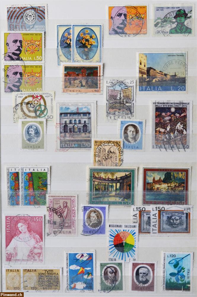 Bild 3: Alte Briefmarken aus Italien, gestempelt, einige Viererblock