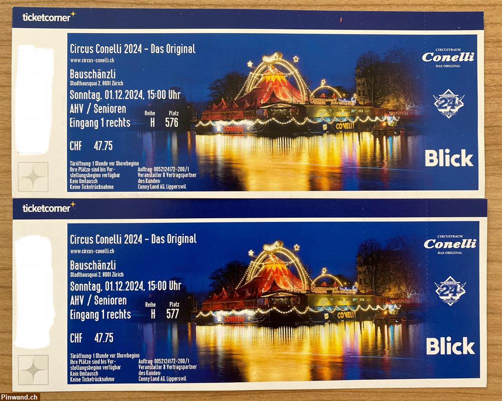 Bild 1: 2 Senioren Tickets für Circus Conelli am 1. Dez. 2024 zu verkaufen