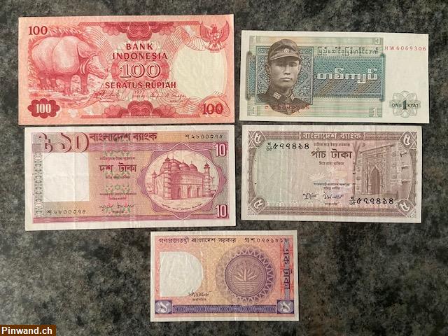 Bild 1: Banknoten Indonesien, Bangladesh, Myanmar