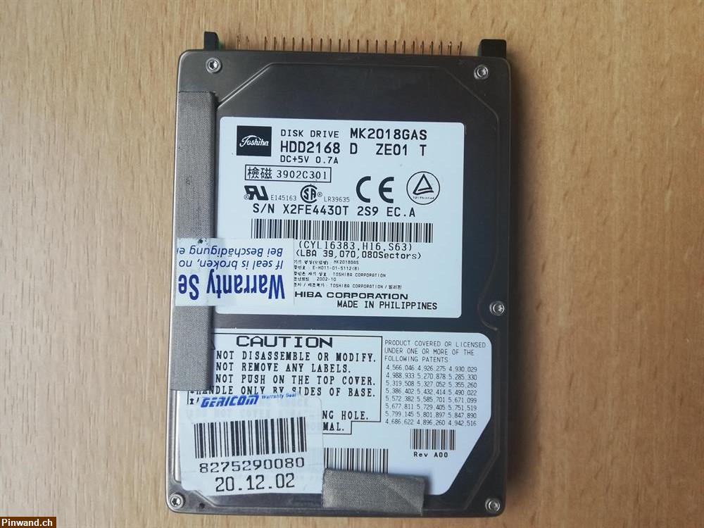 Bild 1: 2.5" HDD IDE Toshiba MK2018GAS 20 GB