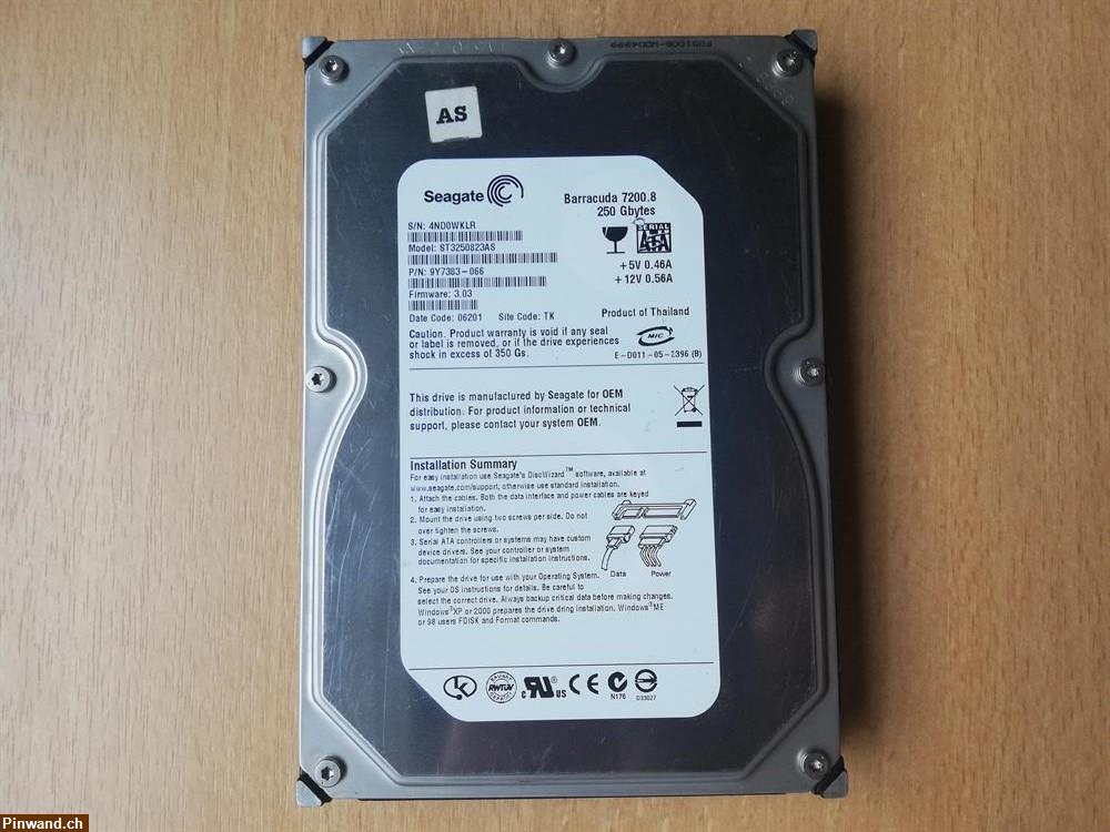 Bild 1: 3,5" SATA HDD 7200RPM 8MB 250GB